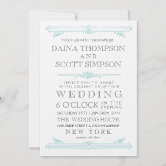 Invitación a la boda de la tipografía turquesa de