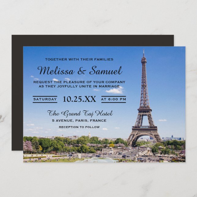 Invitación a la boda de la Torre Eiffel (Anverso / Reverso)