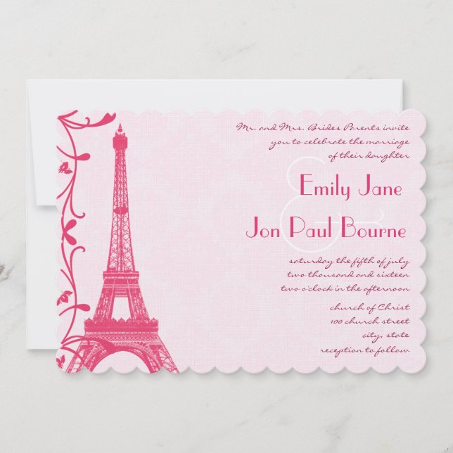 Invitación a la boda de la Torre Eiffel de frambue (Anverso)