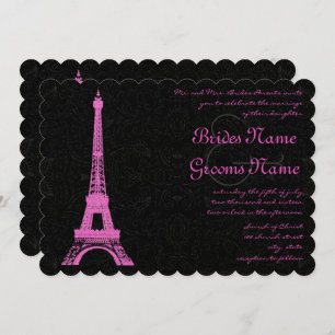 Invitación a la boda de la Torre Eiffel de Fuchsia