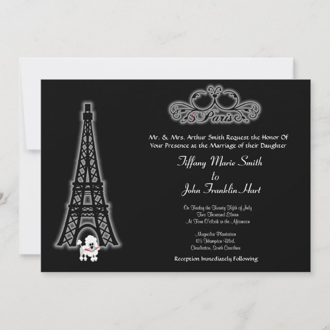 Invitación a la boda de la Torre Eiffel de París (Anverso)