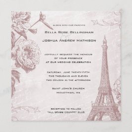 Invitación a la boda de la Torre Eiffel Rosa Vinta