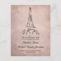 Invitación a la boda de la Torre Eiffel Sepia