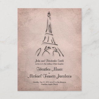 Invitación a la boda de la Torre Eiffel Sepia