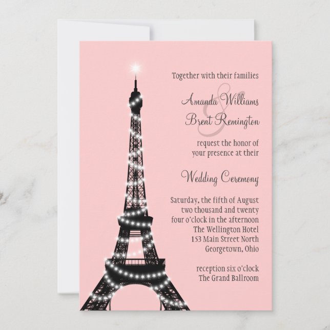 Invitación a la boda de la Torre Eiffel Twinkles ( (Anverso)
