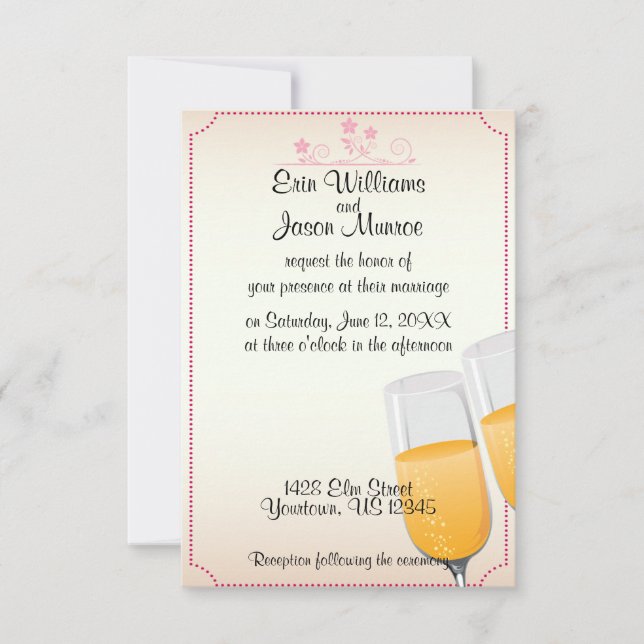Invitación a la boda de la tostada de champán (Anverso)