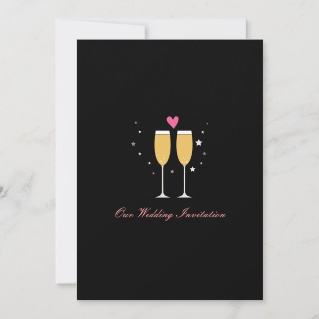 Invitación a la boda de la tostada de champaña (Anverso)