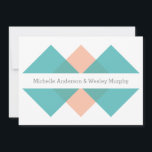 Invitación a la boda de la tríada geométrica de co<br><div class="desc">Invitación a la boda geométrica moderna y de moda con un diseño triangular elegante en turquesa y naranja. Fácil de personalizar,  este diseño sencillo pero elegante se puede personalizar con los detalles de su boda. Haga clic en "Personalizar" para encontrar más opciones de personalización.</div>