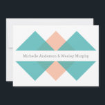 Invitación a la boda de la tríada geométrica de co<br><div class="desc">Invitación a la boda geométrica moderna y de moda con un diseño triangular elegante en turquesa y naranja. Fácil de personalizar,  este diseño sencillo pero elegante se puede personalizar con los detalles de su boda. Haga clic en "Personalizar" para encontrar más opciones de personalización.</div>