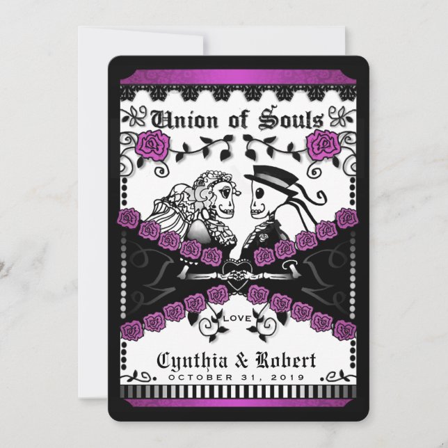 Invitación a la boda de la Unión Blanca Púrpura Ne (Anverso)