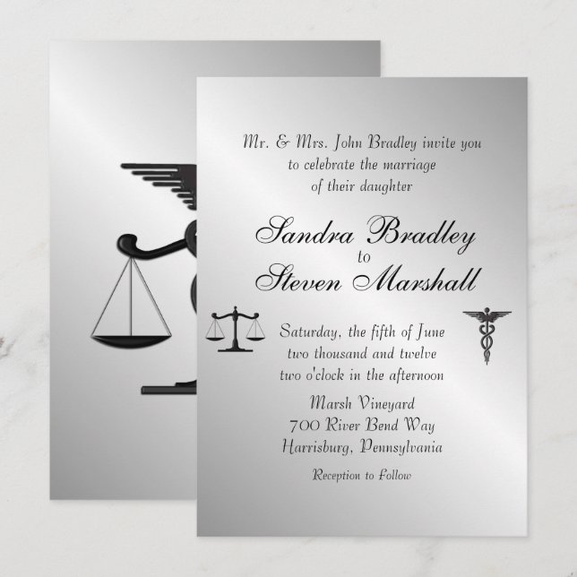 Invitación a la boda de la Unión de Derecho y Medi (Anverso / Reverso)