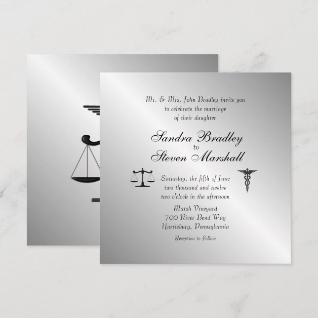 Invitación a la boda de la Unión de Derecho y Medi (Anverso / Reverso)