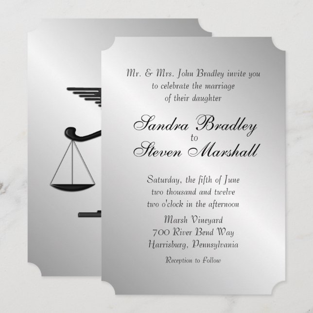 Invitación a la boda de la Unión de Derecho y Medi (Anverso / Reverso)
