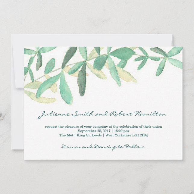 Invitación a la boda de la vegetación botánica mod (Anverso)