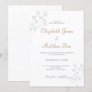 Invitación a la boda de la vegetación floral