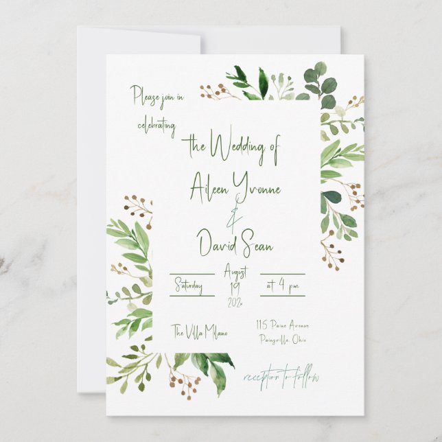 Invitación a la boda de la vegetación irlandesa si (Anverso)