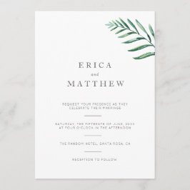 Invitación a la boda de la vegetación simple