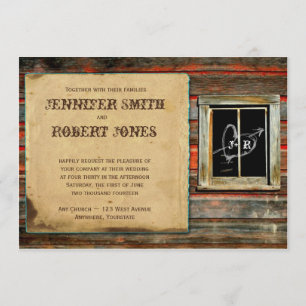 Invitación a la boda de la ventana del corazón de 