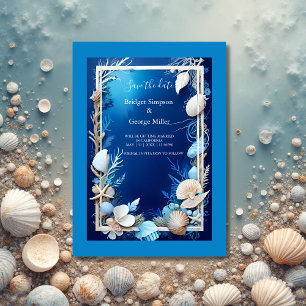 invitación a la boda de la vibra costera azul