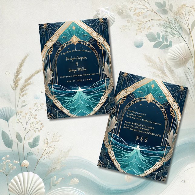 invitación a la boda de la vibra costera azul (Subido por el creador)