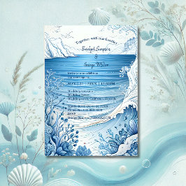 invitación a la boda de la vibra costera azul