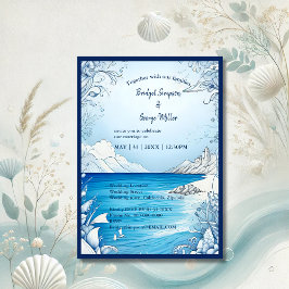 invitación a la boda de la vibra costera azul