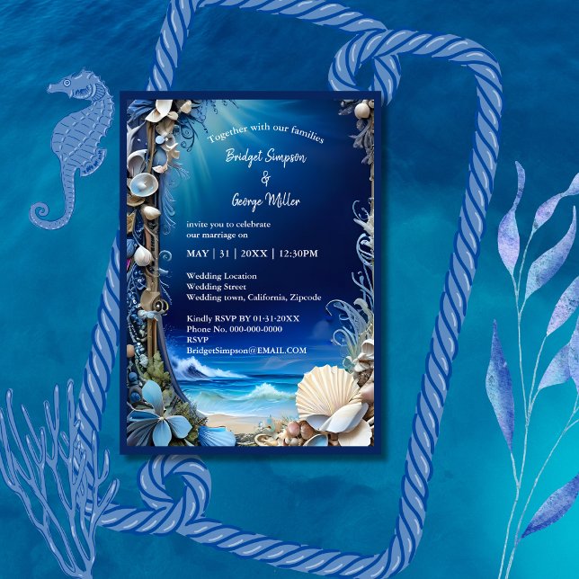 invitación a la boda de la vibra costera azul (Subido por el creador)