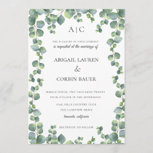Invitación a la boda de la vid del Eucalyptus mode