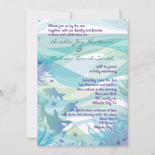 Invitación a la boda de la vida en el mar oceánico (Anverso)