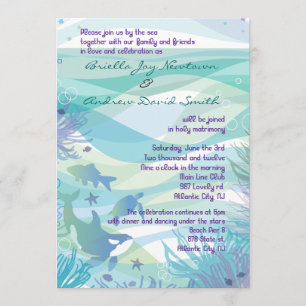 Invitación a la boda de la vida en el mar oceánico
