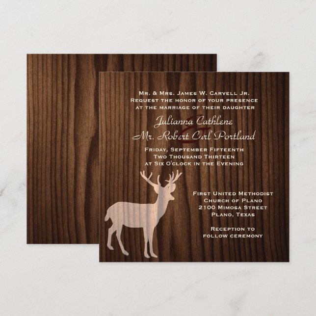 Invitación a la boda de la vida salvaje del venado (Anverso / Reverso)