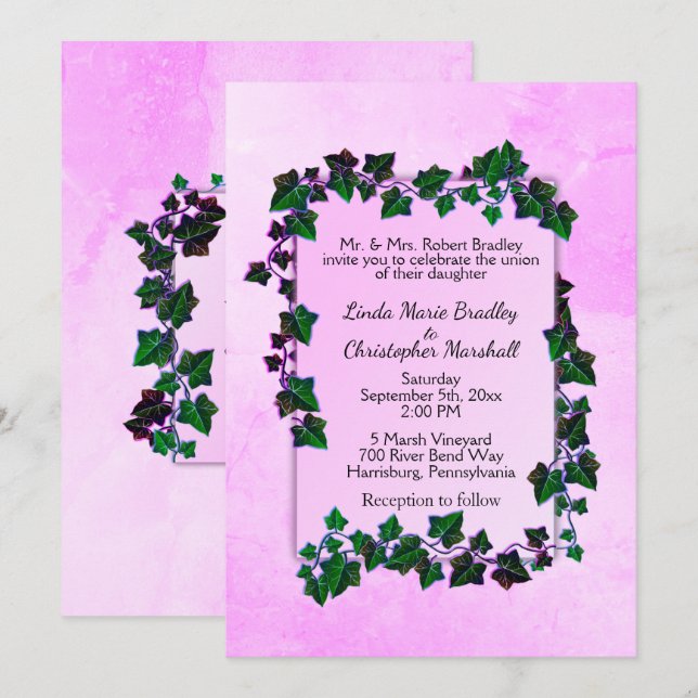 Invitación a la boda de la Vieja de Mármol Rosa (Anverso / Reverso)
