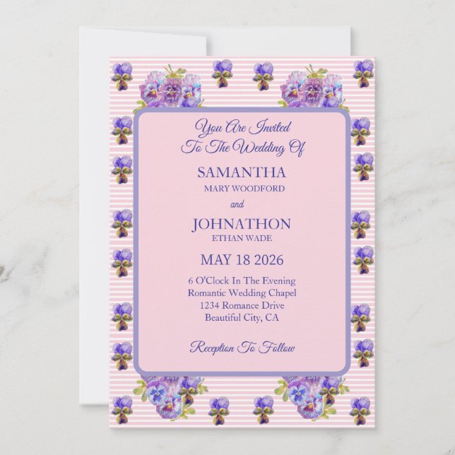 Invitación a la boda de la Viola de Flores Chicas  (Anverso)