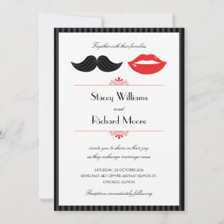 Invitación a la boda de labios y bigotes