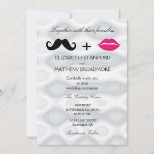 Invitación a la boda de labios y bigotes