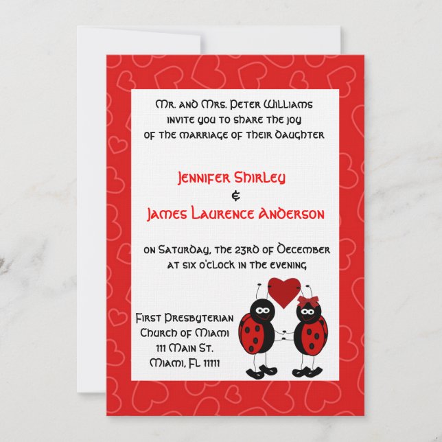 Invitación a la boda de Lady Bug (Anverso)