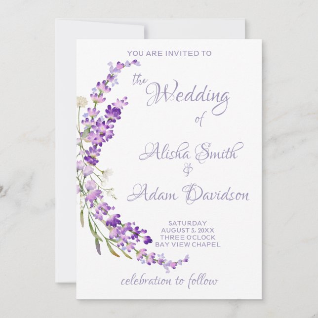 Invitación a la boda de Lanvender Bouquet (Anverso)