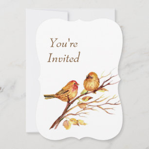 Invitación a la boda de las aves de oro rojas colo
