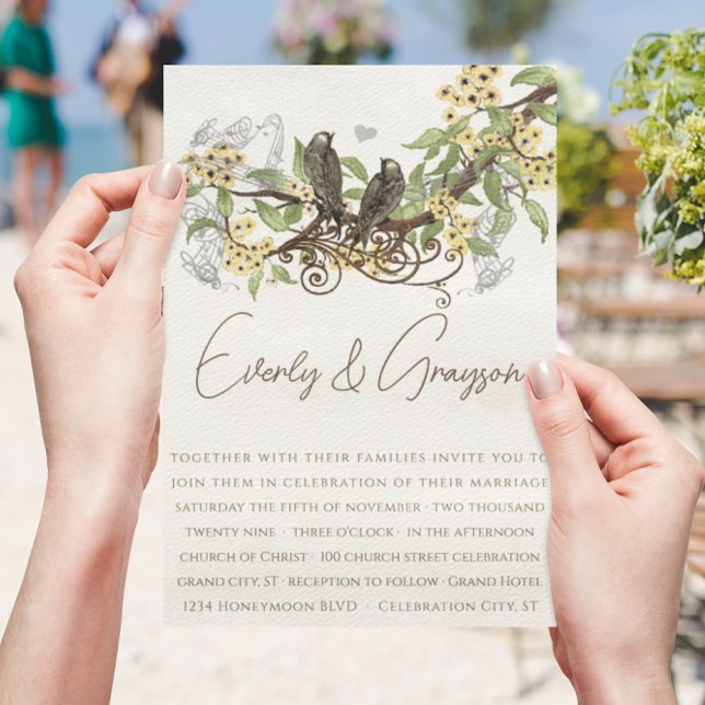 Invitación a la boda de las aves ventilares amaril (Subido por el creador)