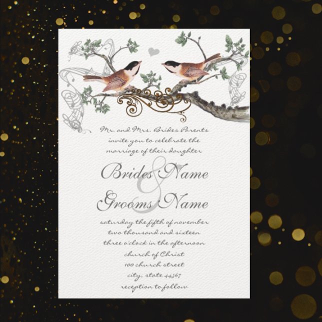 Invitación a la boda de las aves vitícolas de poll (Subido por el creador)