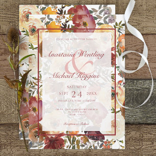 Invitación a la boda de las buquetas acuarelas de
