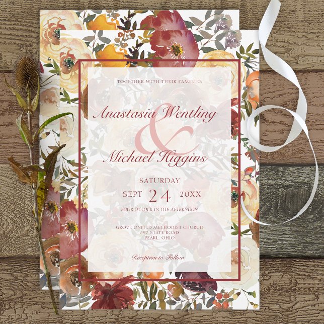 Invitación a la boda de las buquetas acuarelas de  (Subido por el creador)