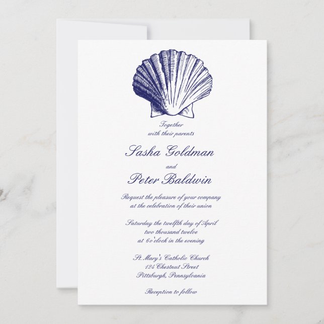 Invitación a la boda de las conchas marinas azules (Anverso)