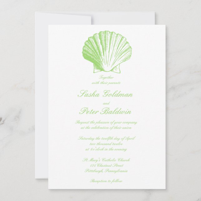 Invitación a la boda de las conchas marinas de vid (Anverso)