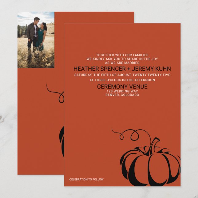 Invitación a la boda de las especias de calabaza (Anverso / Reverso)