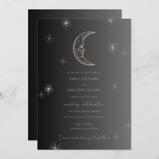 Invitación a la boda de las estrellas celestes de  (Anverso / Reverso)