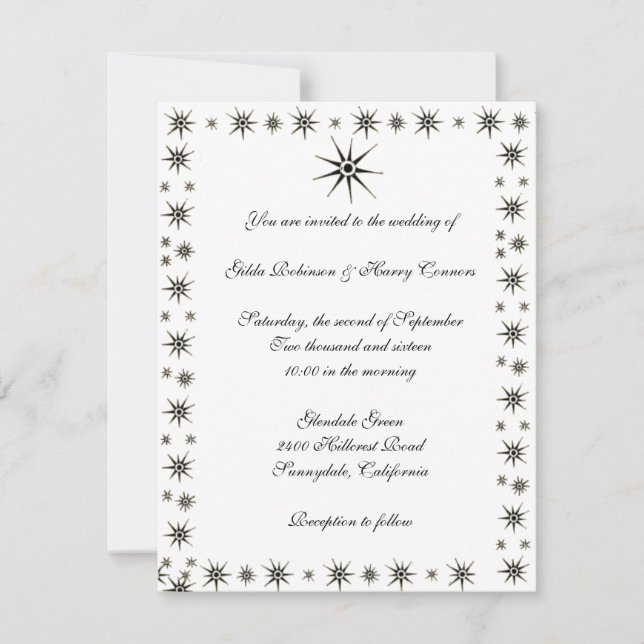 Invitación a la boda de las Estrellas de Dingbat (Anverso)