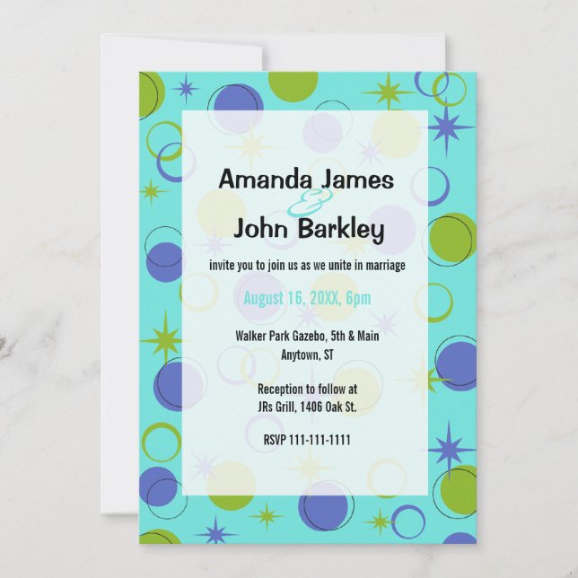 Invitación a la boda de las estrellas de formas mo (Anverso)