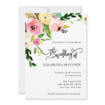 Invitación a la boda de las flores acuarelas
