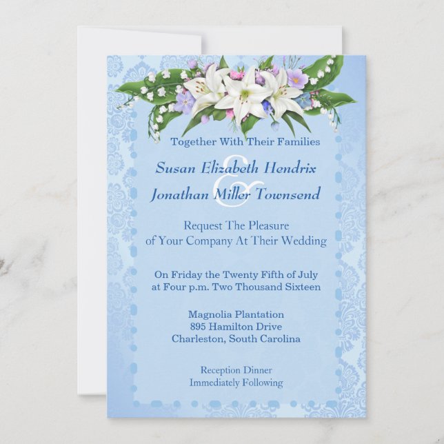 Invitación a la boda de las flores azules (Anverso)